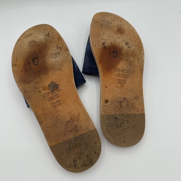 Vince Navy Blue Suede Torrell Slides Women's 8.5M - Picture 5 of 5